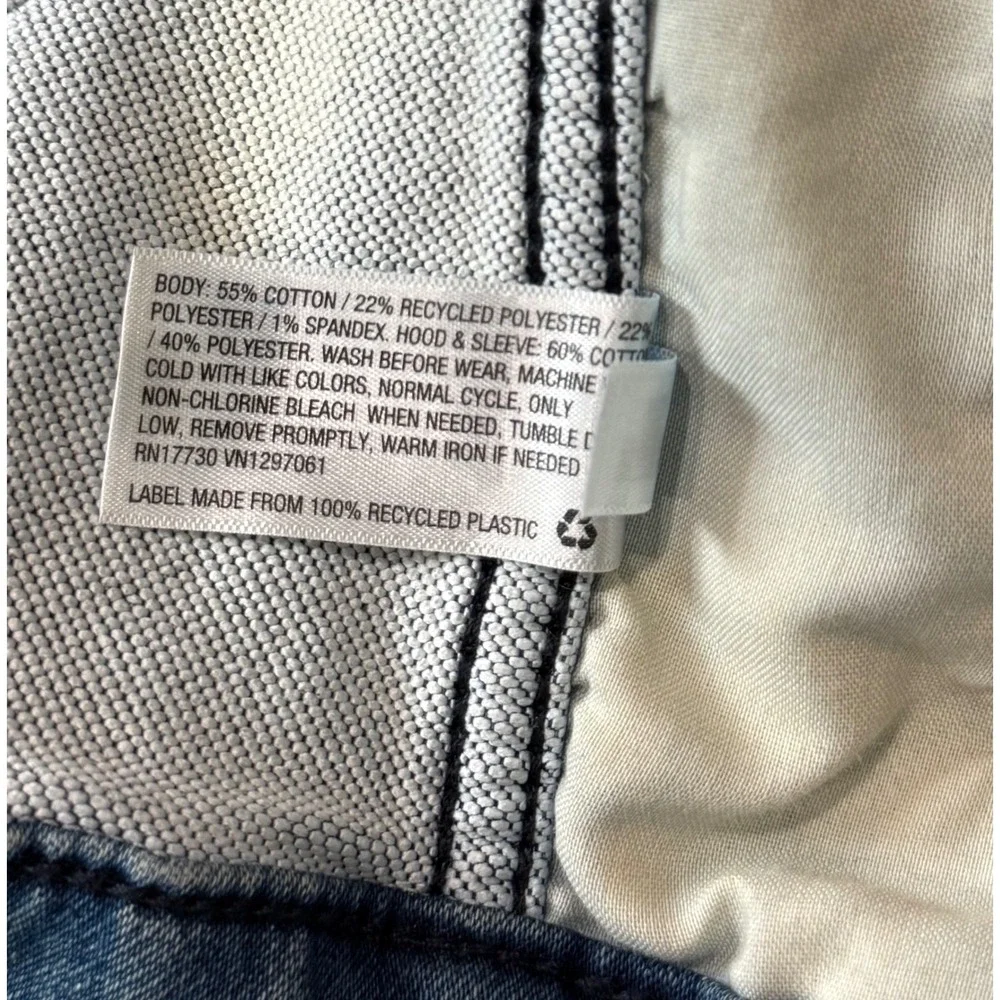 Art Class Boys Hooded Denim Jacket Blue Gray Mixed Media Trucker S 6/7 RN17730